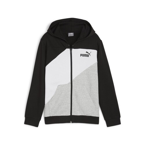 textil Niño Sudaderas Puma PUMA POWER COLORBLOCK FULL-ZIP HOODIE Negro / Blanco