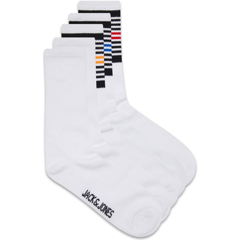 Ropa interior Hombre Calcetines Jack & Jones 12211138 JACMILO TENNIS SOCKS 5 PACK SUN ORANGE Blanco