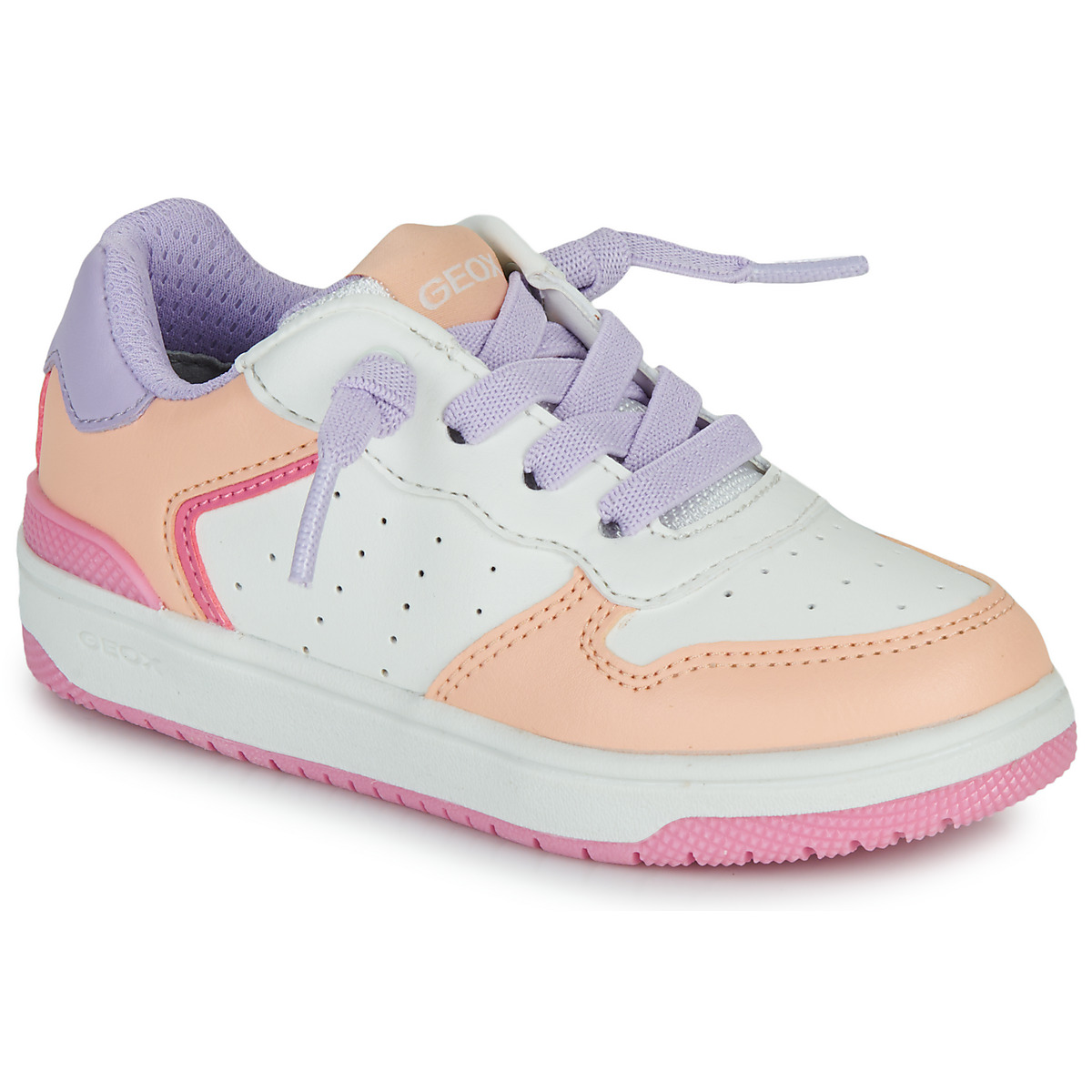 Zapatos Niña Zapatillas bajas Geox J WASHIBA GIRL Blanco / Naranja / Violeta