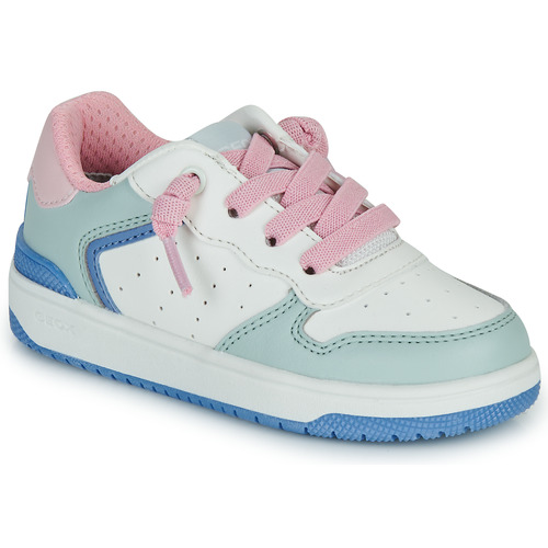 Zapatos Niña Zapatillas bajas Geox J WASHIBA GIRL Blanco / Verde / Rosa