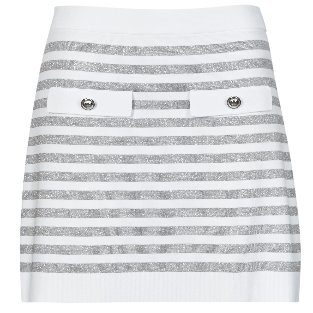 textil Mujer Faldas MICHAEL Michael Kors ECO MINI SKIRT WITH PKT Blanco / Plateado