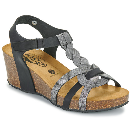 Zapatos Mujer Sandalias Plakton BROOKS Negro / Plata