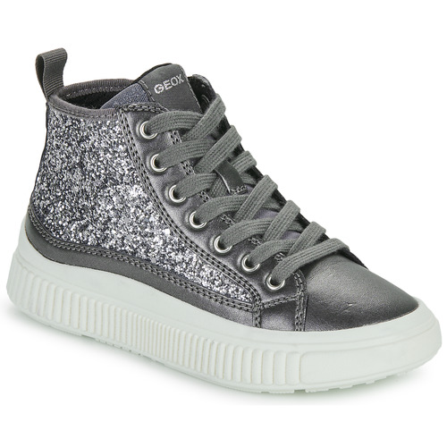 Zapatos Niña Zapatillas altas Geox J LAQUINNY GIRL Plata