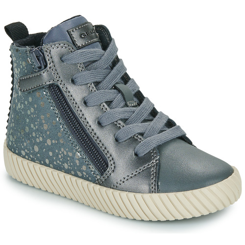 Zapatos Niña Zapatillas altas Geox J MIRROLESS GIRL Plata / Gris