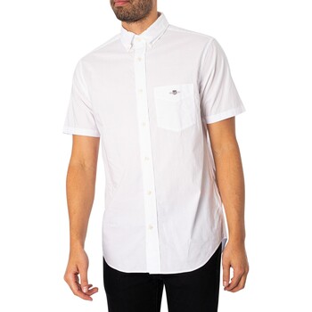 textil Hombre Camisas manga larga Gant Camisa Regular De Popelina Manga Corta Blanco