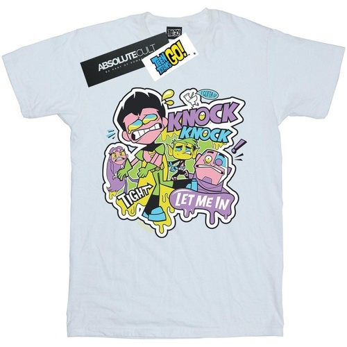 textil Hombre Camisetas manga larga Dc Comics Teen Titans Go Knock Knock Blanco