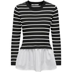 textil Mujer Jerséis Only ONLANGIE LIFE LS MIX STRIPE ONECK Negro