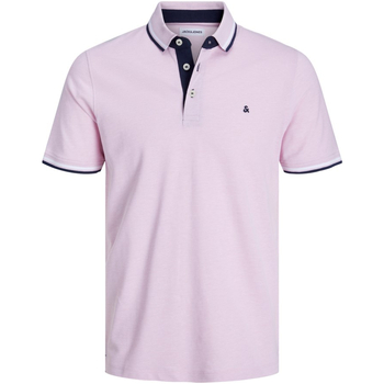 textil Hombre Polos manga corta Jack & Jones 12136668 JJEPAULOS POLO SS NOOS PINK NECTAR PLAY Rosa