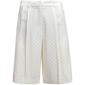 textil Hombre Pantalones Karl Lagerfeld - Pantalón Corto con Monograma Blanco