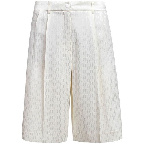 textil Hombre Pantalones Karl Lagerfeld - Pantalón Corto con Monograma Blanco