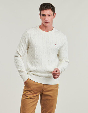 textil Hombre Jerséis Tommy Hilfiger CLASSIC COTTON CABLE CREW NECK Blanco