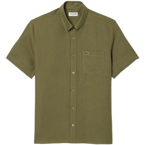 textil Hombre Camisas manga larga Lacoste - Camisa Con Logo Verde