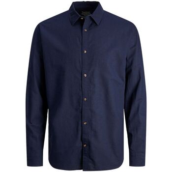 textil Hombre Camisas manga larga Jack & Jones 12248384 SUMMER LINEN-NAVY BLAZER Azul