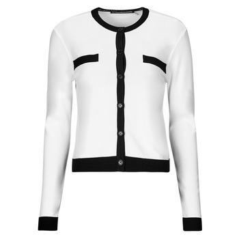 textil Mujer Chaquetas de punto Karl Lagerfeld CLASSIC LSLV CARDIGAN Blanco / Negro