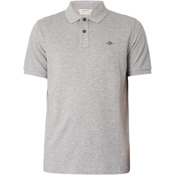 textil Hombre Polos manga corta Gant Polo De Piqué Con Escudo Regular Gris