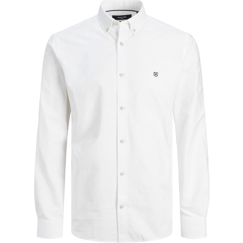 textil Hombre Camisas manga larga Jack & Jones 12250009 JPRBLUGREG DOBBY LOGO SHIRT L/S BRIGHT WHITE Blanco