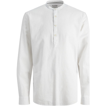 textil Hombre Camisas manga larga Jack & Jones 12254097 JWHSUMMER HALF PLACKET SHIRT LS S24 WHITE Blanco