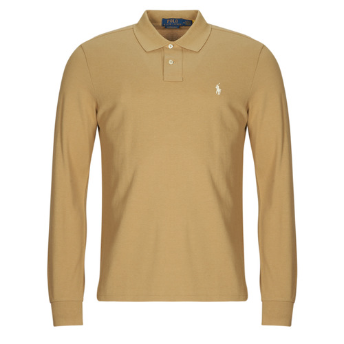 textil Hombre Polos manga larga Polo Ralph Lauren POLO COUPE DROITE EN COTON BASIC MESH Beige / Café / Tan