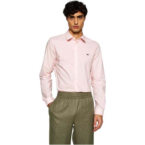 textil Hombre Camisas manga larga Lacoste CAMISA SLIM FIT HOMBRE  CH5620 Rosa