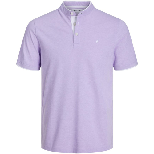 textil Hombre Polos manga corta Jack & Jones 12199711 JJEPAULOS MAO POLO SS NOOS PURPLE ROSE Violeta