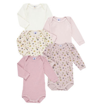 textil Niña Pijama Petit Bateau BODY US ML ROSAMINI PACK X5 Rosa