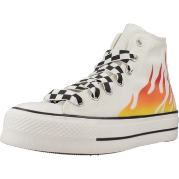 Zapatos Mujer Deportivas Moda Converse CHUCK TAYLOR ALL STAR LIFT PLATFORM FLAMES Blanco