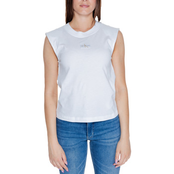 textil Mujer Camisetas manga corta Calvin Klein Jeans WOVEN LABEL LOOSE J20J223560 Blanco