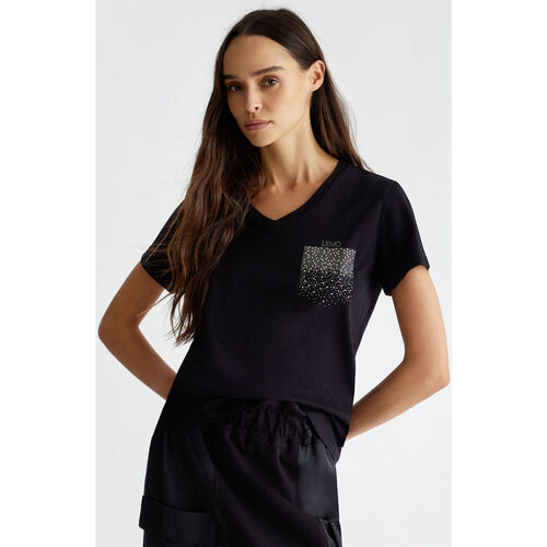 textil Mujer Tops y Camisetas Liu Jo Camiseta con logotipo y strass Negro