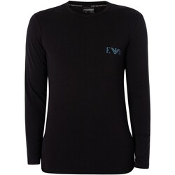 textil Hombre Pijama Emporio Armani Camiseta Lounge De Manga Larga Con Logo En El Pecho Negro