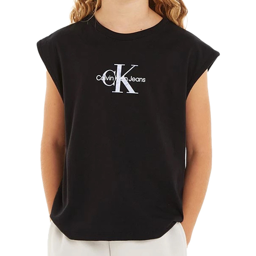 textil Niña Camisetas sin mangas Calvin Klein Jeans  Negro