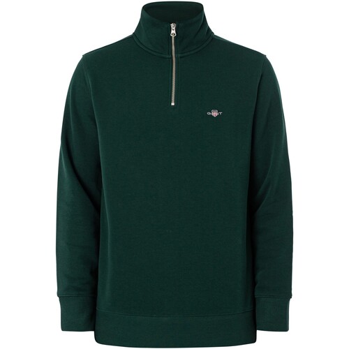 textil Hombre Sudaderas Gant Sudadera Regular Shield Con Media Cremallera Verde