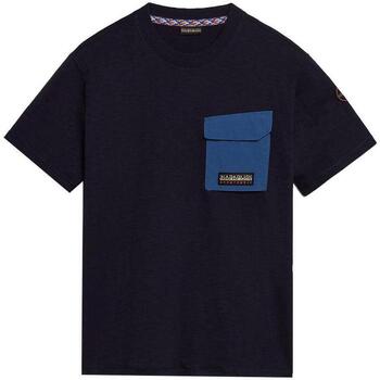 textil Hombre Tops y Camisetas Napapijri S Tepees T-Shirt Navy Blue Azul