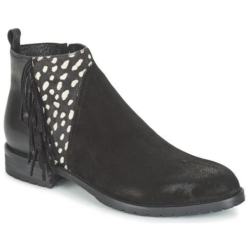 Zapatos Mujer Botas de caña baja Meline VELOURS NERO PLUME NERO Negro / Blanco