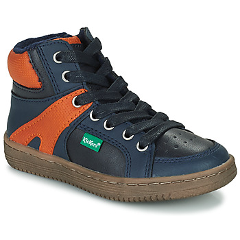 Shoes Boy High top trainers Kickers LOWELL Marine / Orange