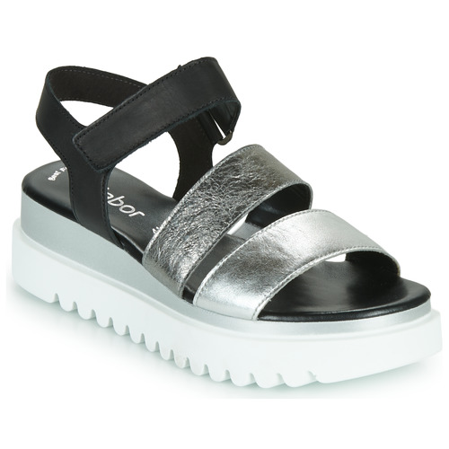 Shoes Women Sandals Gabor 6461061 Black / White / Silver