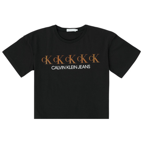 Clothing Girl short-sleeved t-shirts Calvin Klein Jeans CK REPEAT FOIL BOXY T-SHIRT Black