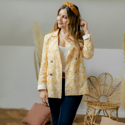 Clothing Women Jackets / Blazers Céleste ALIZE Yellow / White