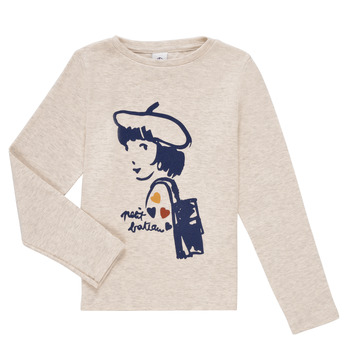 Clothing Girl Long sleeved shirts Petit Bateau ROMEO Beige