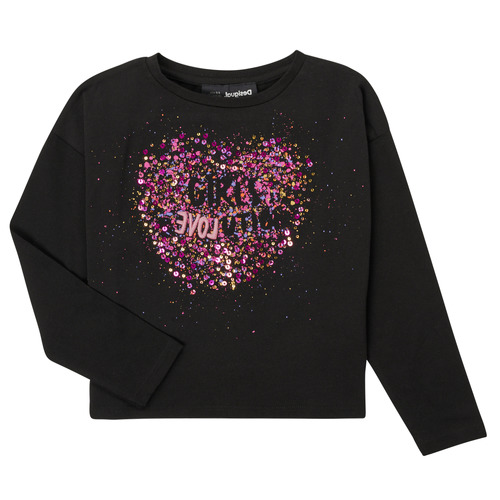 Clothing Girl Long sleeved shirts Desigual ALBA Black / Pink