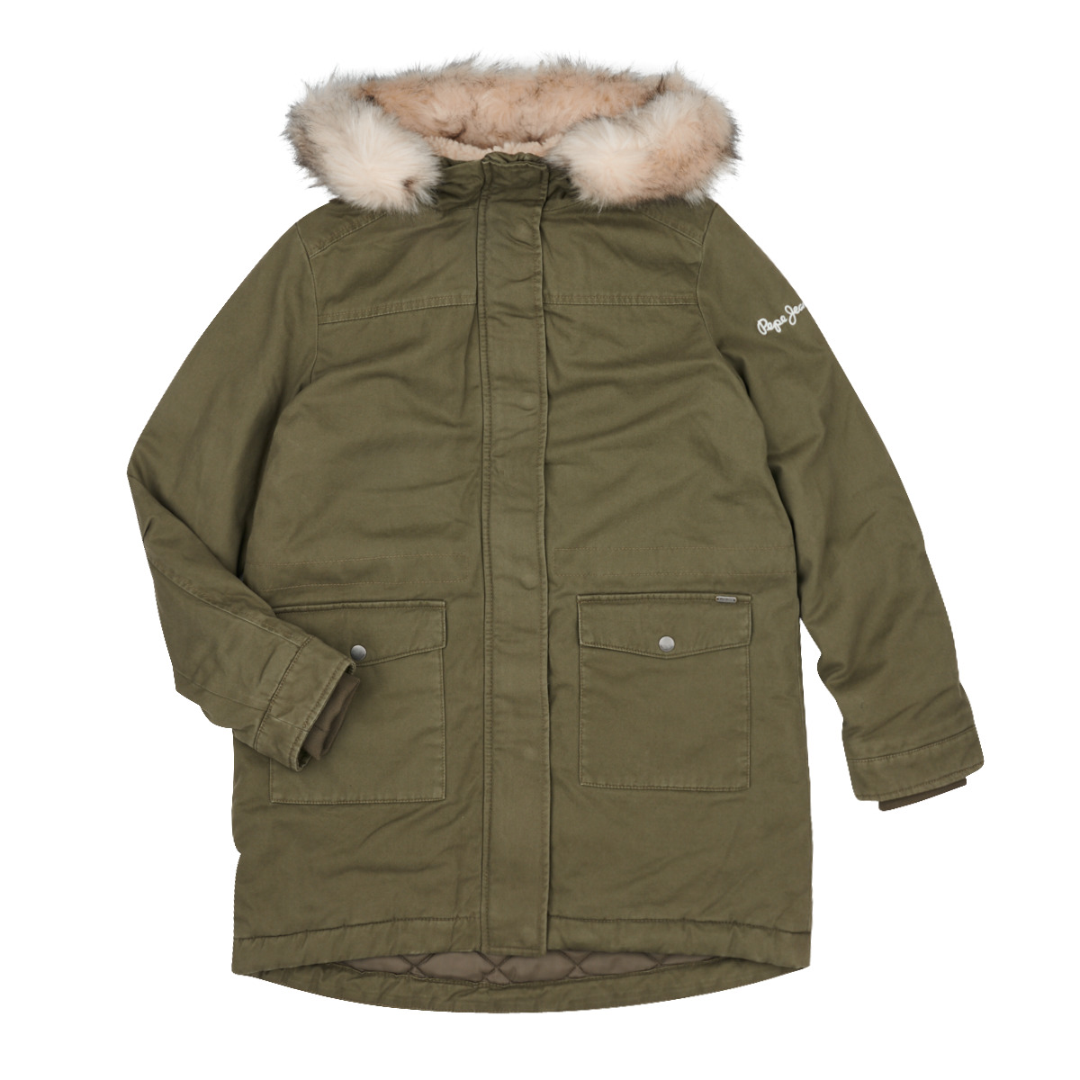 Clothing Girl Parkas Pepe jeans ALISA Kaki