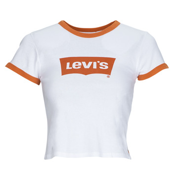 Clothing Women short-sleeved t-shirts Levi's GRAPHIC RINGER MINI TEE Orange / Bright / White