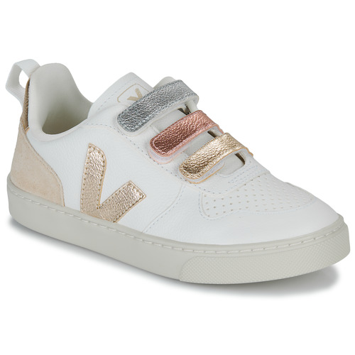 Shoes Girl Low top trainers Veja SMALL V-10 White / Pink