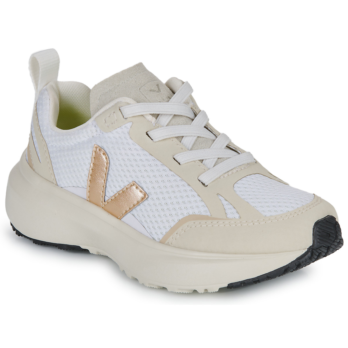 Shoes Girl Low top trainers Veja SMALL CANARY LIGHT White / Beige