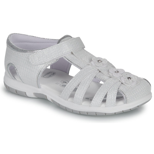 Shoes Girl Sandals Chicco FLAVIA White / Silver