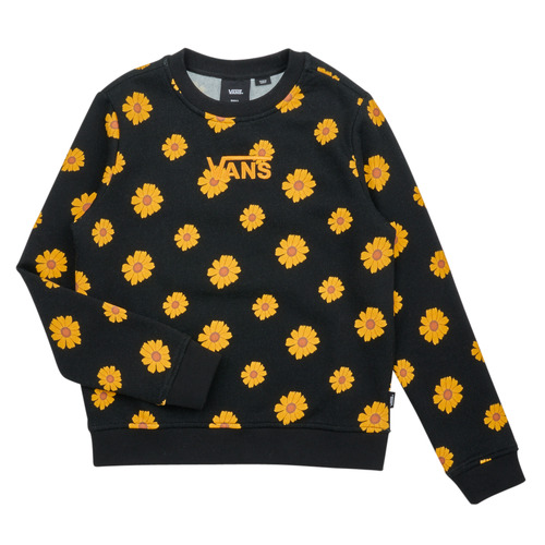 Clothing Girl sweaters Vans SUNFLORAL CREW Black / Yellow