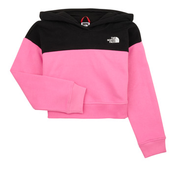 Clothing Girl sweaters The North Face Girls Drew Peak Crop P/O Hoodie Pink / Black