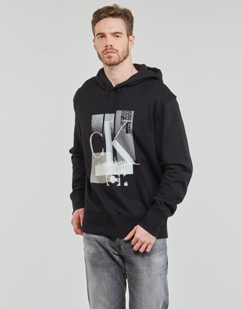 Clothing Men sweaters Calvin Klein Jeans CONNECTED LAYER LANDSCAPE HOODIE Black