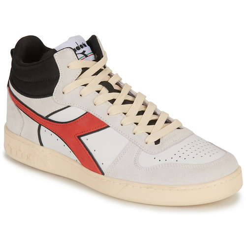 Shoes Men High top trainers Diadora MAGIC BASKET DEMI CUT SUEDE LEATHER White / Red / Black