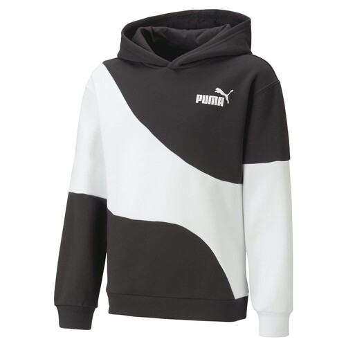 Clothing Boy sweaters Puma PUMA POWER CAT HOODIE FL B Black / White