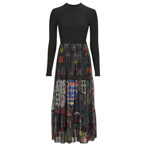 Clothing Women Long Dresses Desigual NASDAQ Black / Multicolour